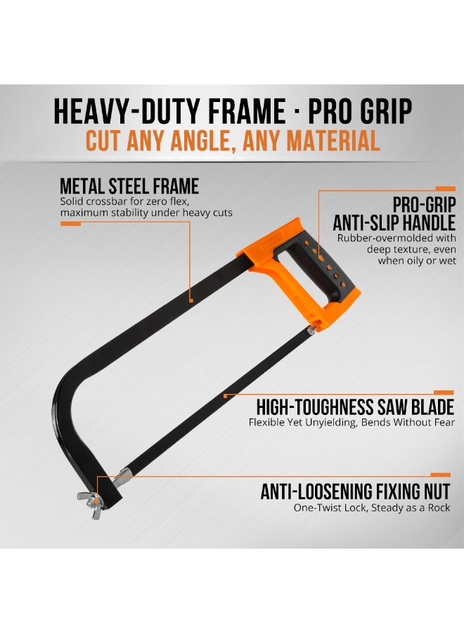 كسيبي إطار منشار/بلاستيك مزدوج اللون، 290 مم، أداة فولاذية عالية الجودة، أداة قطع معدنية، قبضة مريحة، خفيفة الوزن، مثالية لقطع المعادن، مثل الفولاذ والنحاس والألمنيوم/أداة السباكة وأعمال النجارة. - Image 2